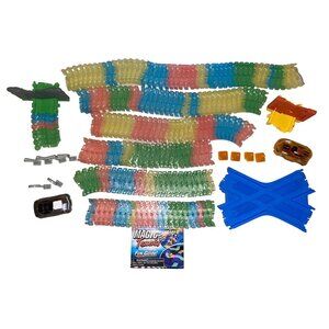 Magic Tracks Glow In The Dark Racing Set With 2 Cars & Accessories